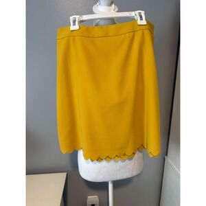 Banana Republic Mustard Yellow Scalloped Hem Mini Skirt Size 4 Textured Crepe